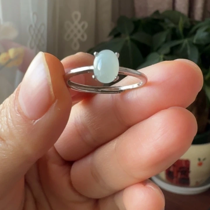 翡翠银S925镶嵌戒指戒指