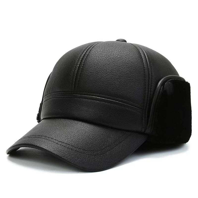 中老年男2024年秋冬季帽子光身平檐冬季运动休闲帽加绒护耳保暖帽