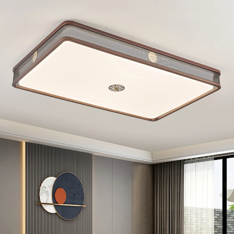 新中式客厅实木吸顶灯现代简约全铜中国风新款餐厅卧室灯