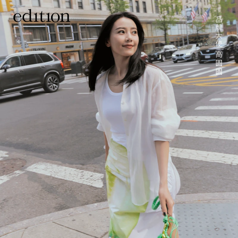 【高圆圆同款】edition欧若风夏季蕾丝背心衬衫两件套#EBD2TOPK05