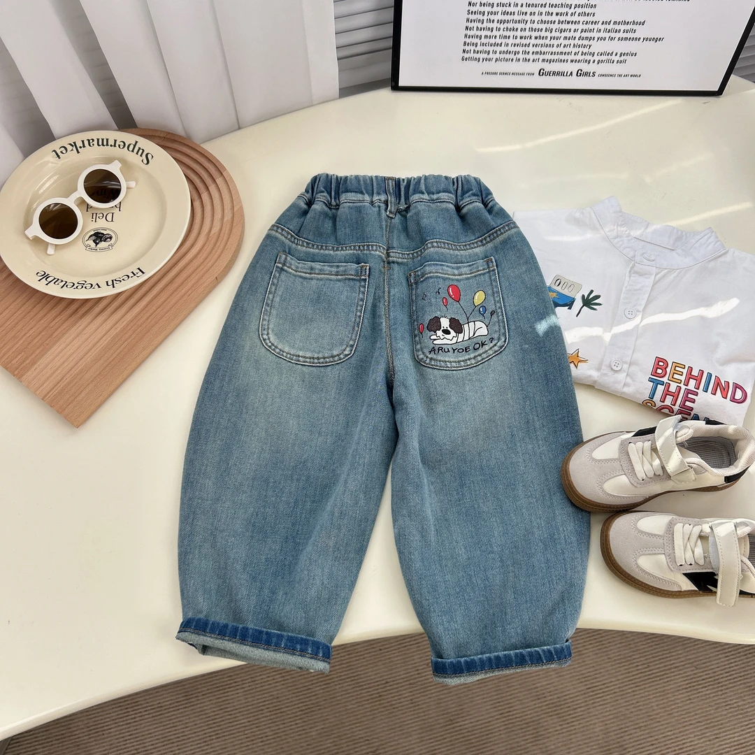 【米佑】儿童牛仔裤春秋2025新款春装气球小狗百搭牛仔裤BMC25061