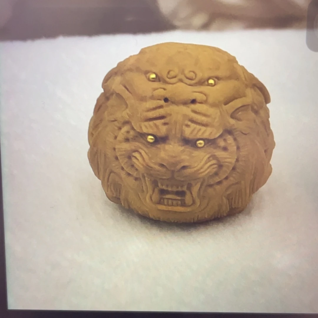 猴头核桃吊坠唐狮白虎镶嵌17/18