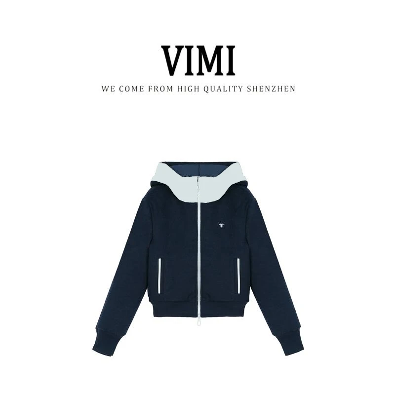 【圣诞系列】vimi秋冬新款烫连帽加厚棉服外套 2412MFZNS10819