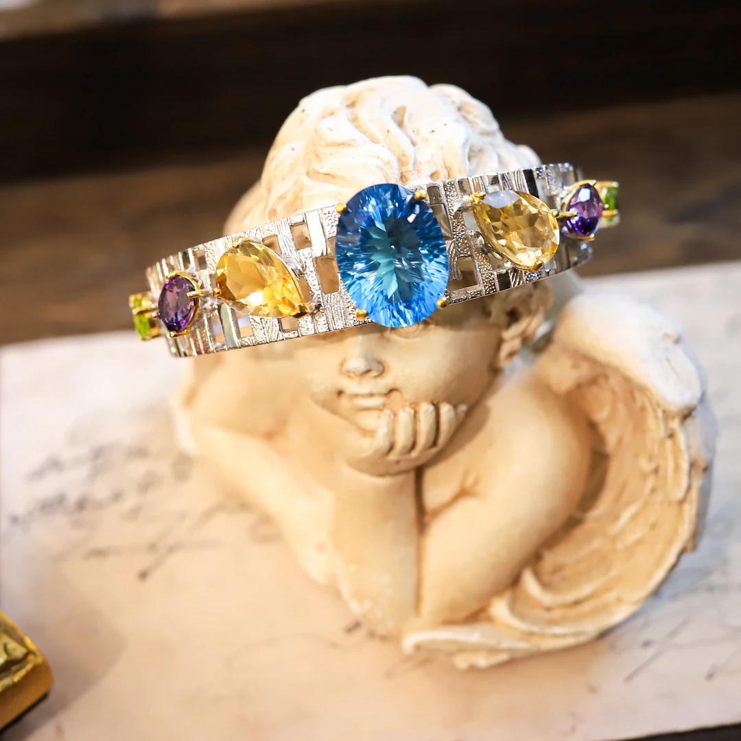 925银合成锆石手镯 意大利自然主义设计师手镯