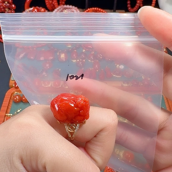 南红玛瑙银S925镶嵌戒指