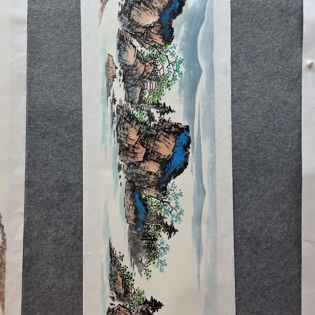 国画李建海四尺对开作品山水