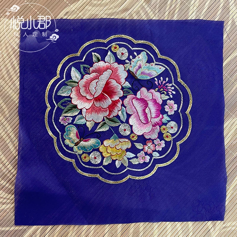 手工刺绣团花 混纺底材质  服装制作辅料刺绣团花圆饼