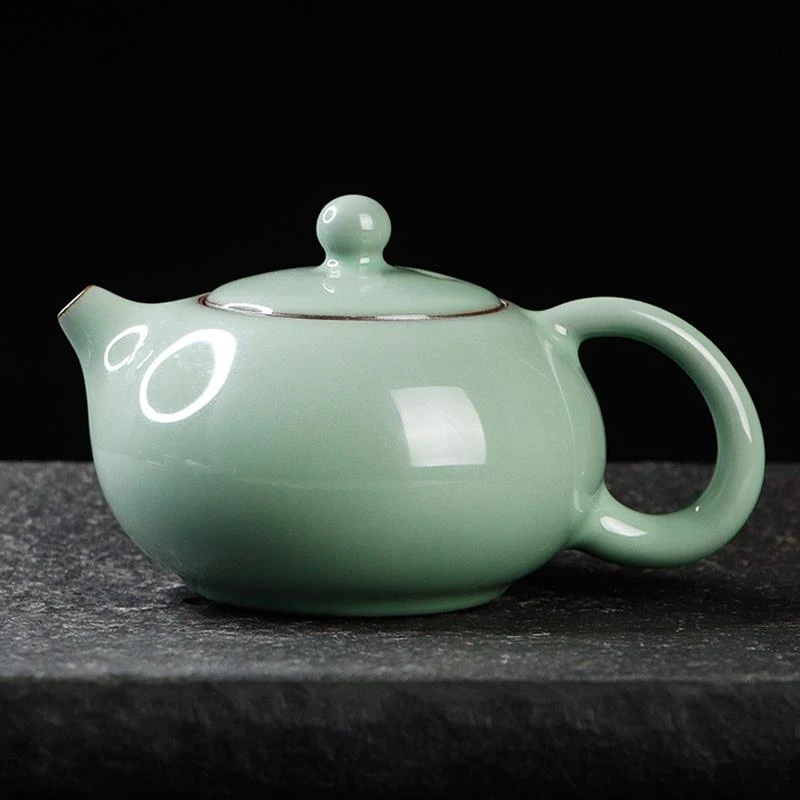 新款 铁胎官窑梅子青西施壶单壶 陶瓷茶具泡茶壶家用喝茶大容量