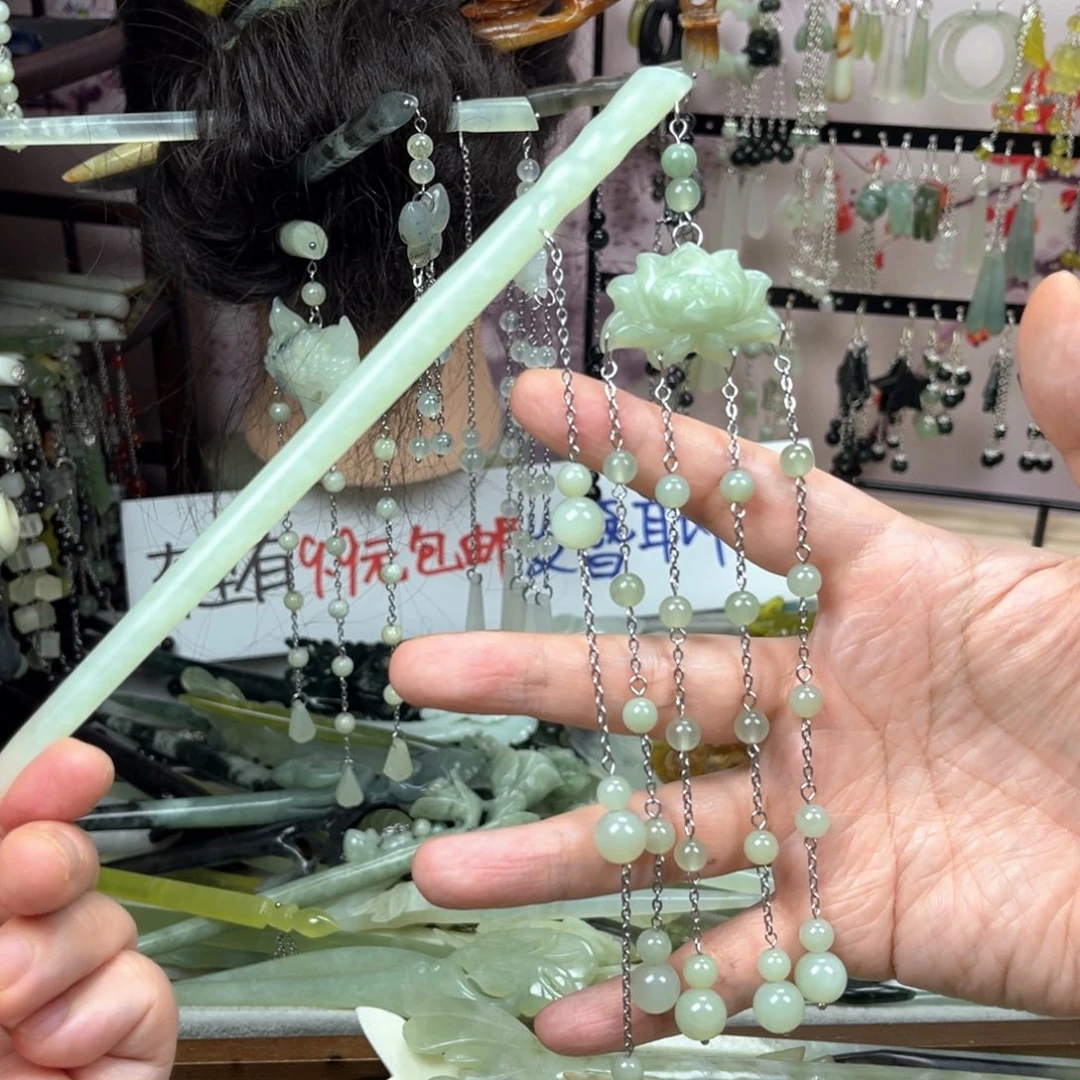 未镶嵌岫玉发饰长度20厘米左右