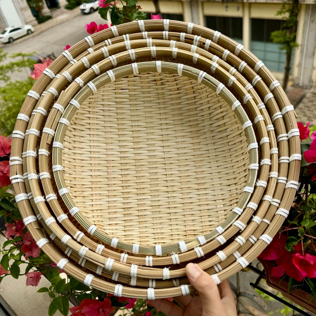 A85（五件套）竹编收纳筐包子馒头筐手工编织36/33/30/28/25