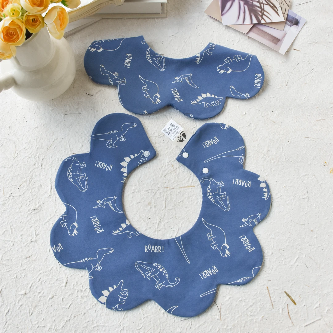 [y719]克莱因蓝小恐龙口水巾围兜新生儿防吐奶柔软透气可爱ins风