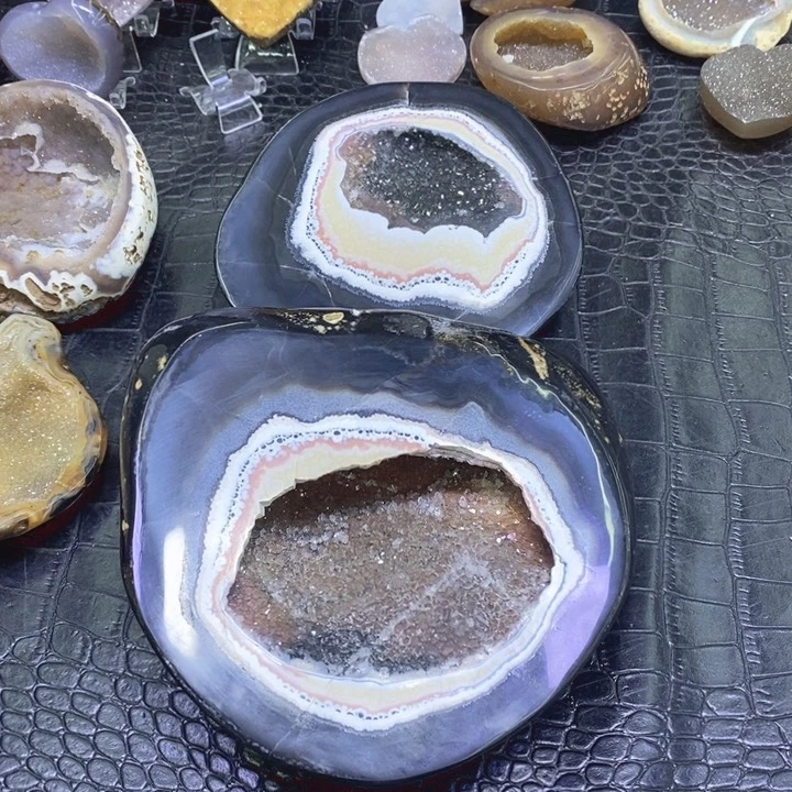 未镶嵌珠宝半成品紫晶珺****彩晶盆
