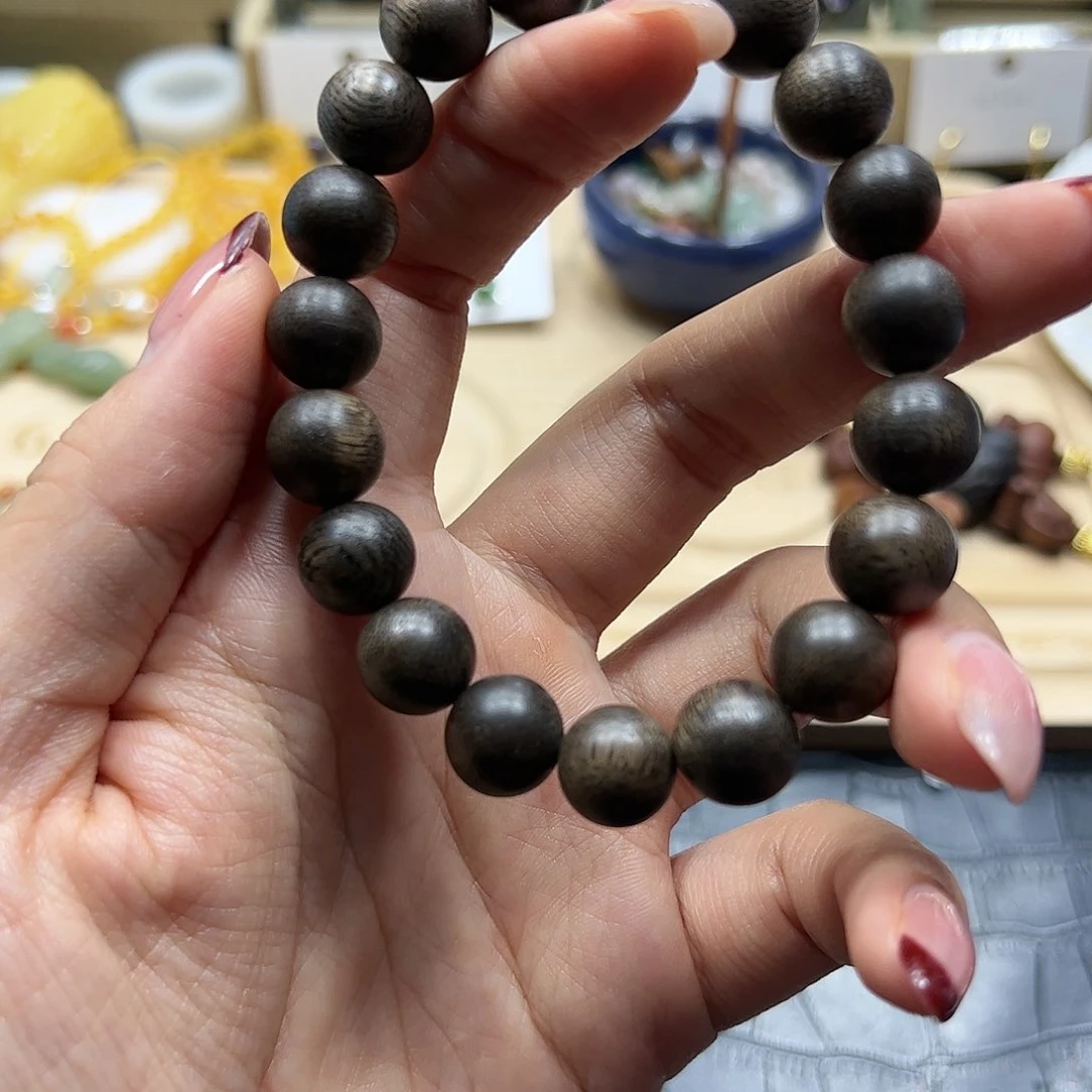 银S925镶嵌手链烟晶沉香D666