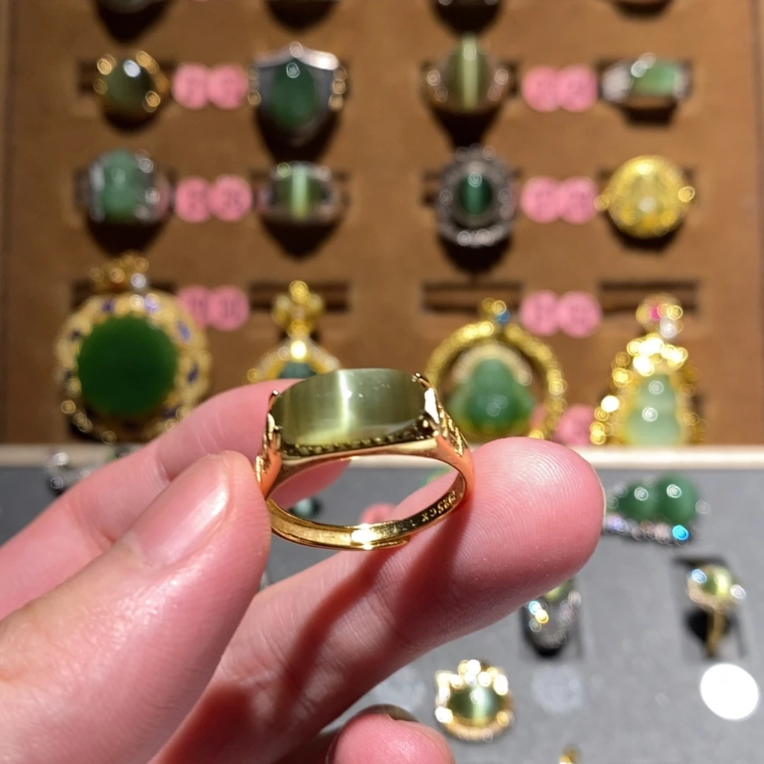 和田玉银S925镶嵌戒指