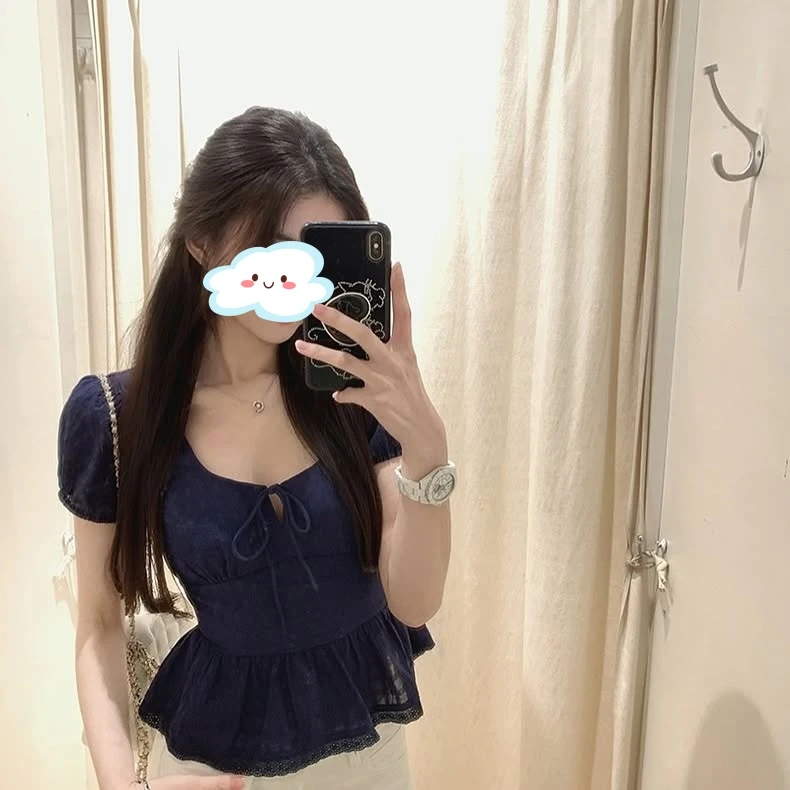 纯欲风甜辣妹长袖女夏季新款设计感小众修身显瘦短款百搭上衣