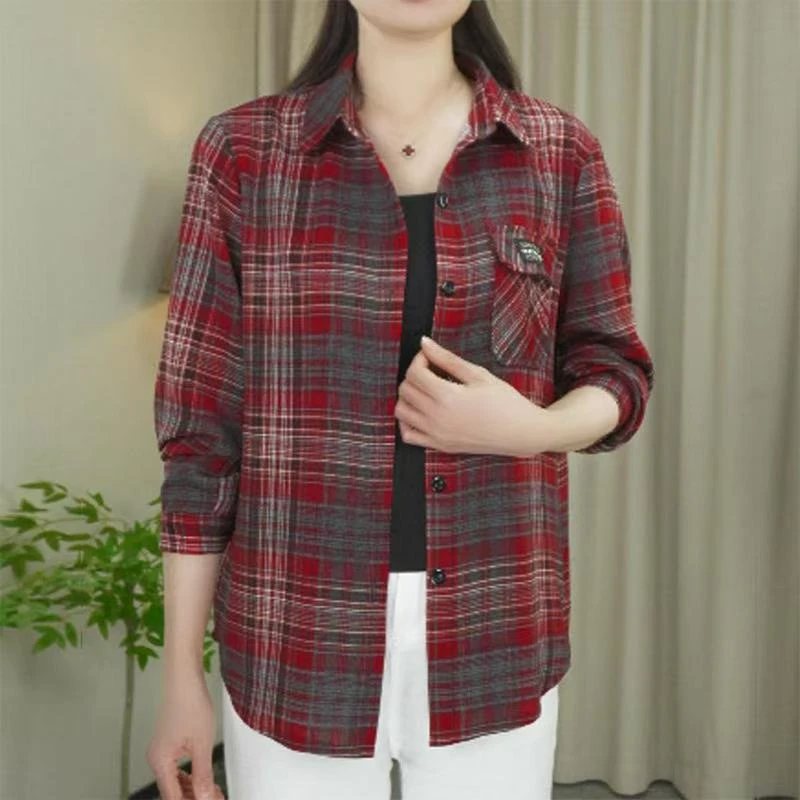 2025格子防晒衬衫女士上衣夏季洋气百搭休闲中长款衬衣女