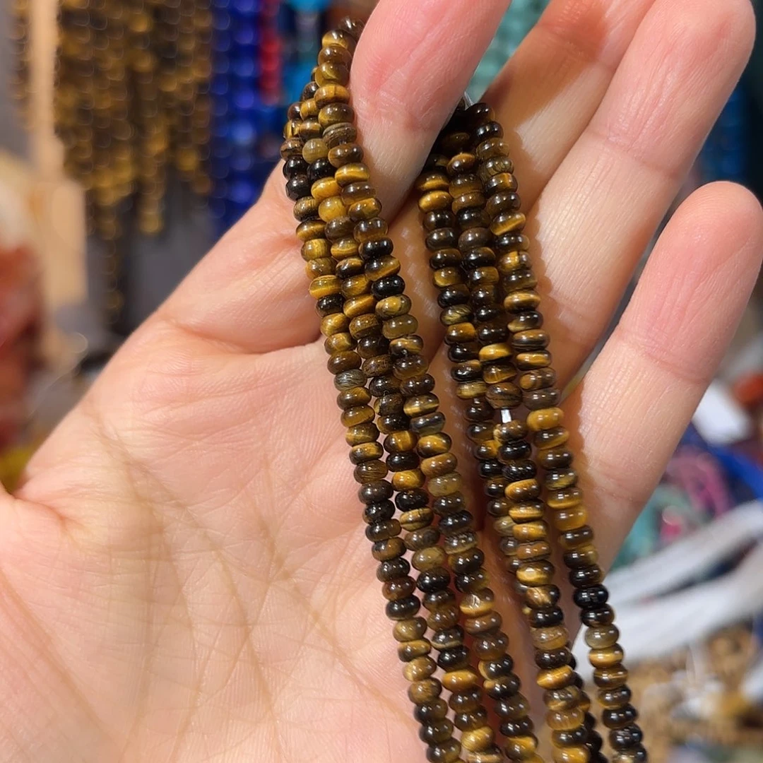 玛瑙/玉髓银S925镀金镶嵌珠宝半成品虎眼算盘2-4一条