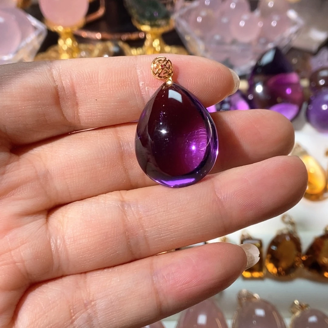颈饰紫晶18K金镶嵌