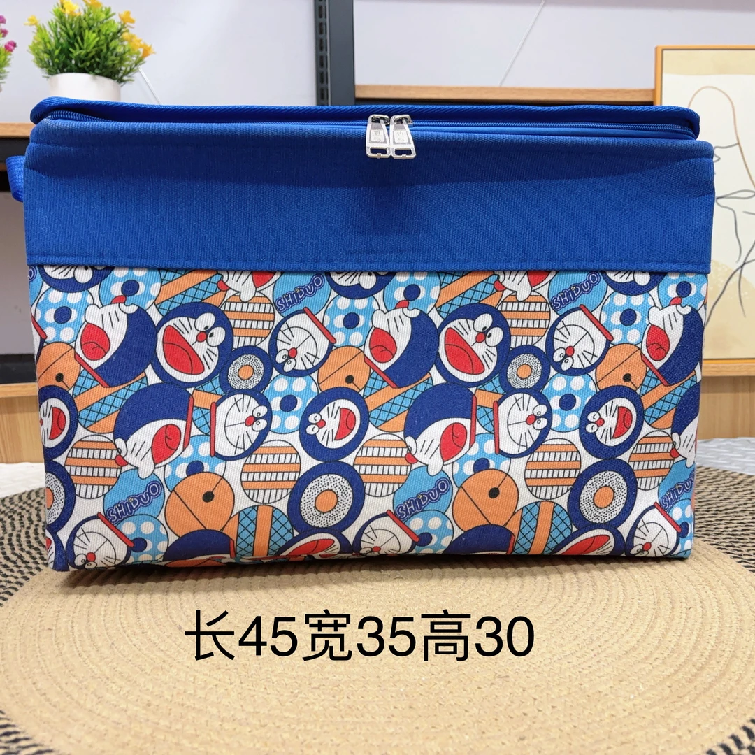 【60升升级钢圈款】【带盖子拉链】机器猫家用分类收纳玩具衣服收纳箱