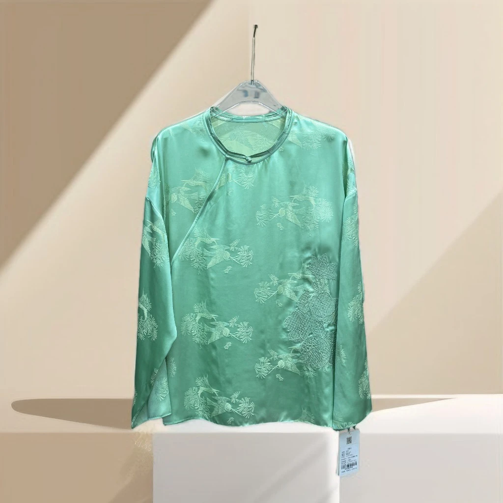 【浩浩高定】[国风]新中式百搭纯色刺绣衬衫KED1383