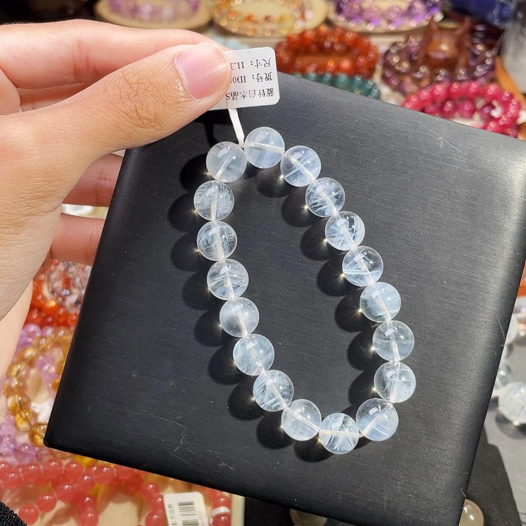 水晶未镶嵌手链蓝针白水晶11.3