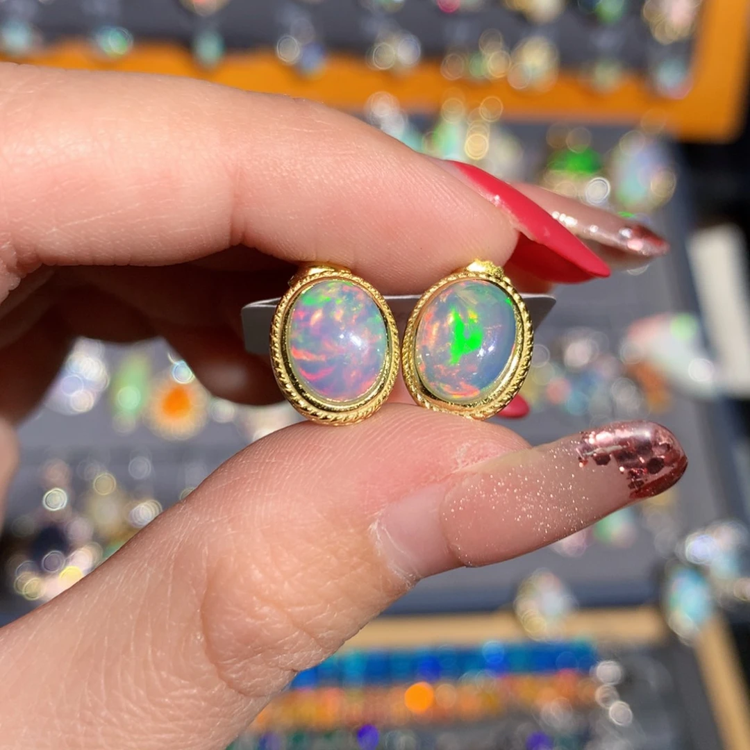 银S925镶嵌欧泊欧泊耳饰y