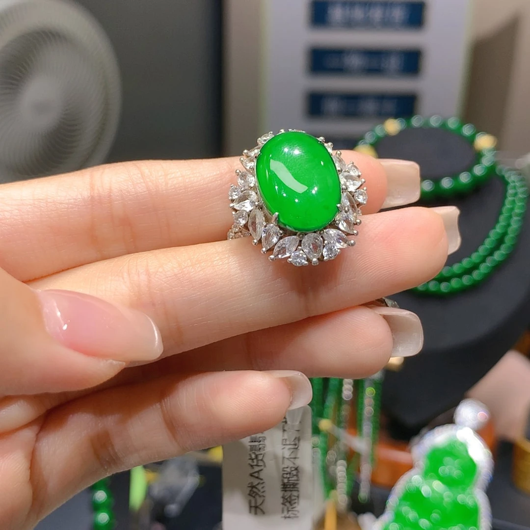 【闪购商品】银S925镶嵌戒指翡翠6柒姐