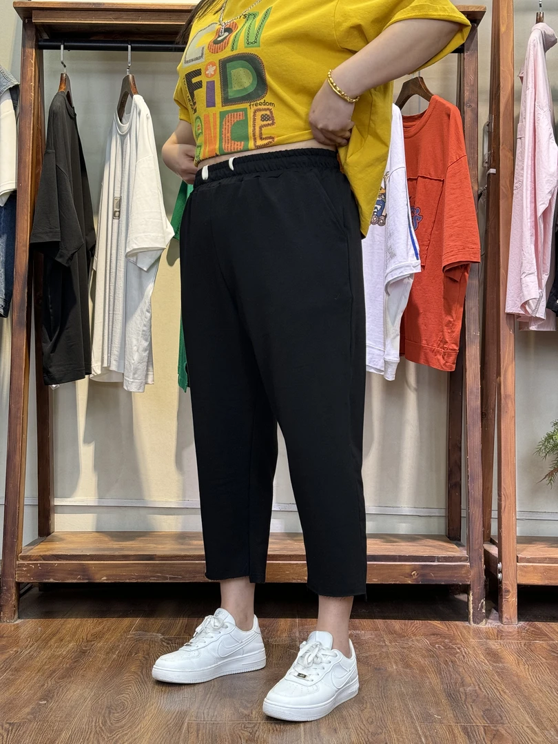休闲裤-20117大码女装夏季棉质胖MM宽松文艺休闲纯色简约百搭
