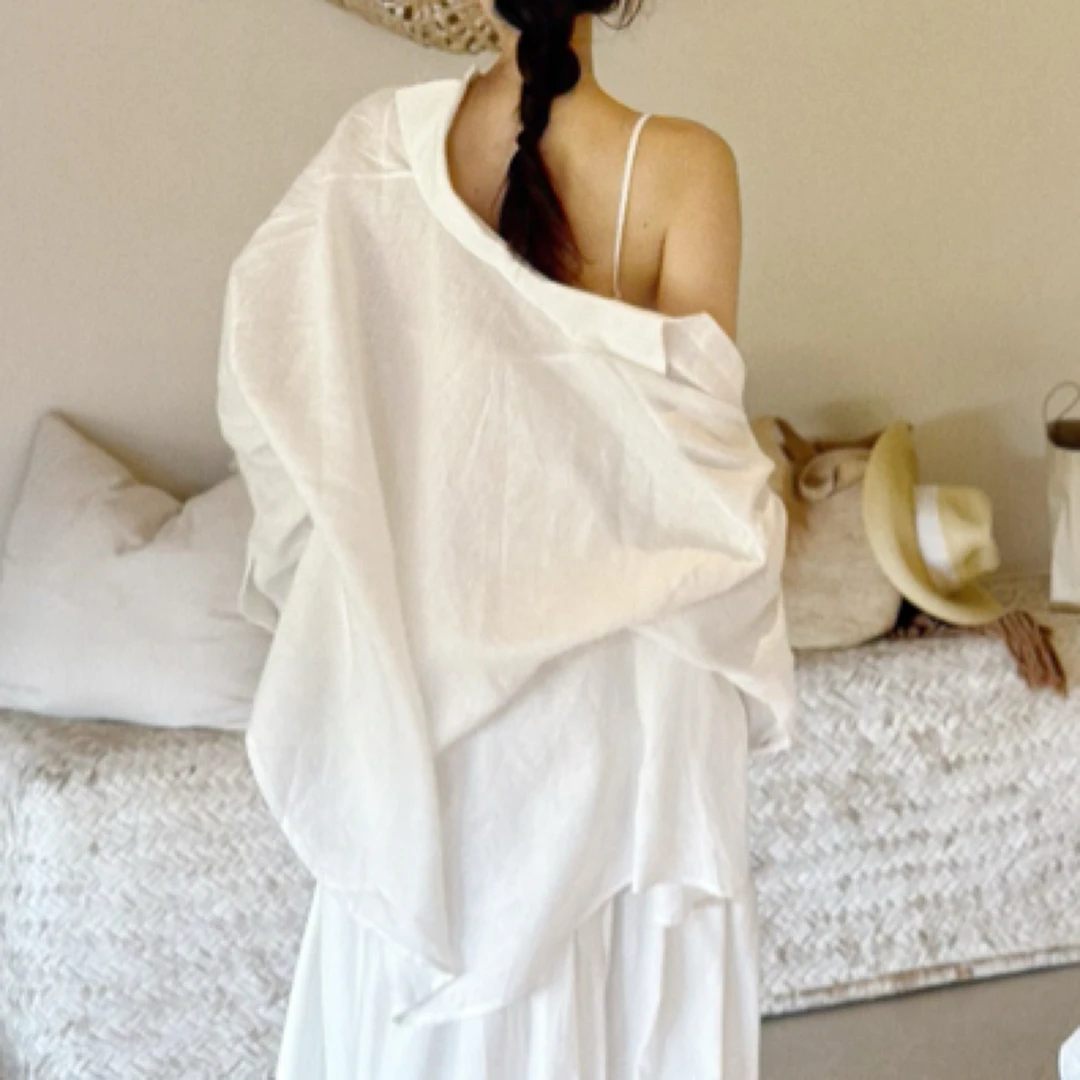 muli沐里压压麻麻气质显瘦慵懒大衬衣