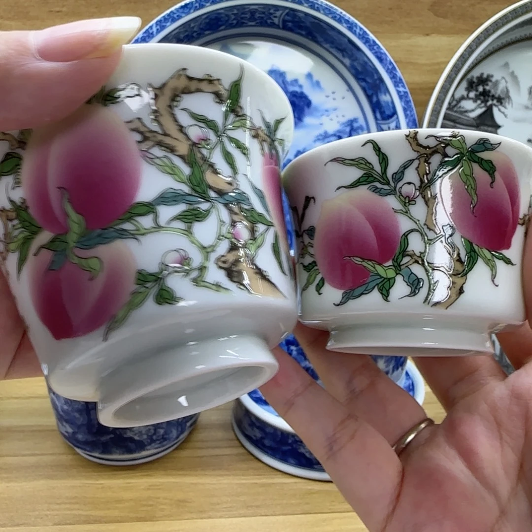 @***余二才马蹄九桃盖碗➕客杯