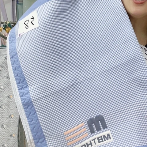 棉58号枕巾三杠字母蓝色