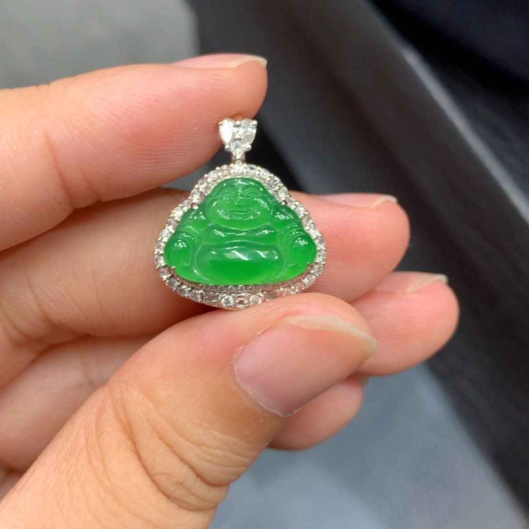 翡翠18K金镶嵌吊坠(不含链)吊坠