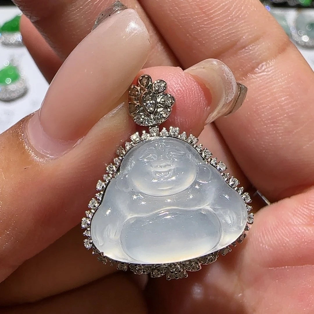 【闪购商品】翡翠18K金镶嵌颈饰天然