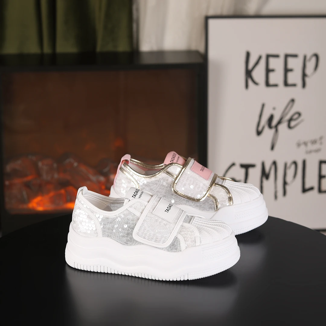 【阿布女鞋】时尚厚底亮片6cm百搭女士休闲板鞋 8839-12