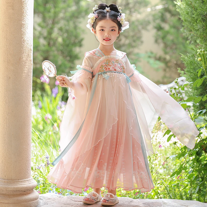 hc012女童汉服连衣裙中大童公主裙夏季2025新款古装女孩古风裙子