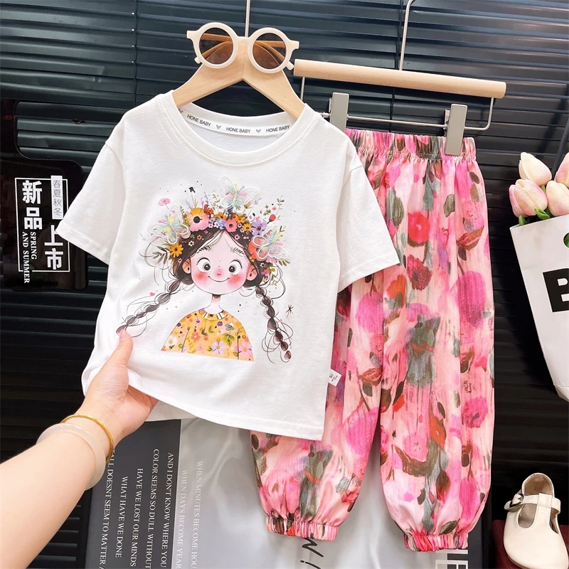 【现货】25儿童夏季新款立体蝴蝶套装女童百搭时尚中大童上衣童装88