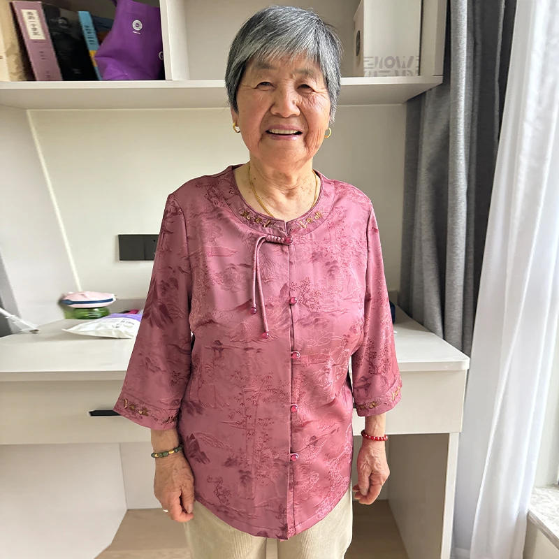 妈妈装夏装衬衫新中式国风老年女装奶奶装秋装气质七分袖洋气衬衣