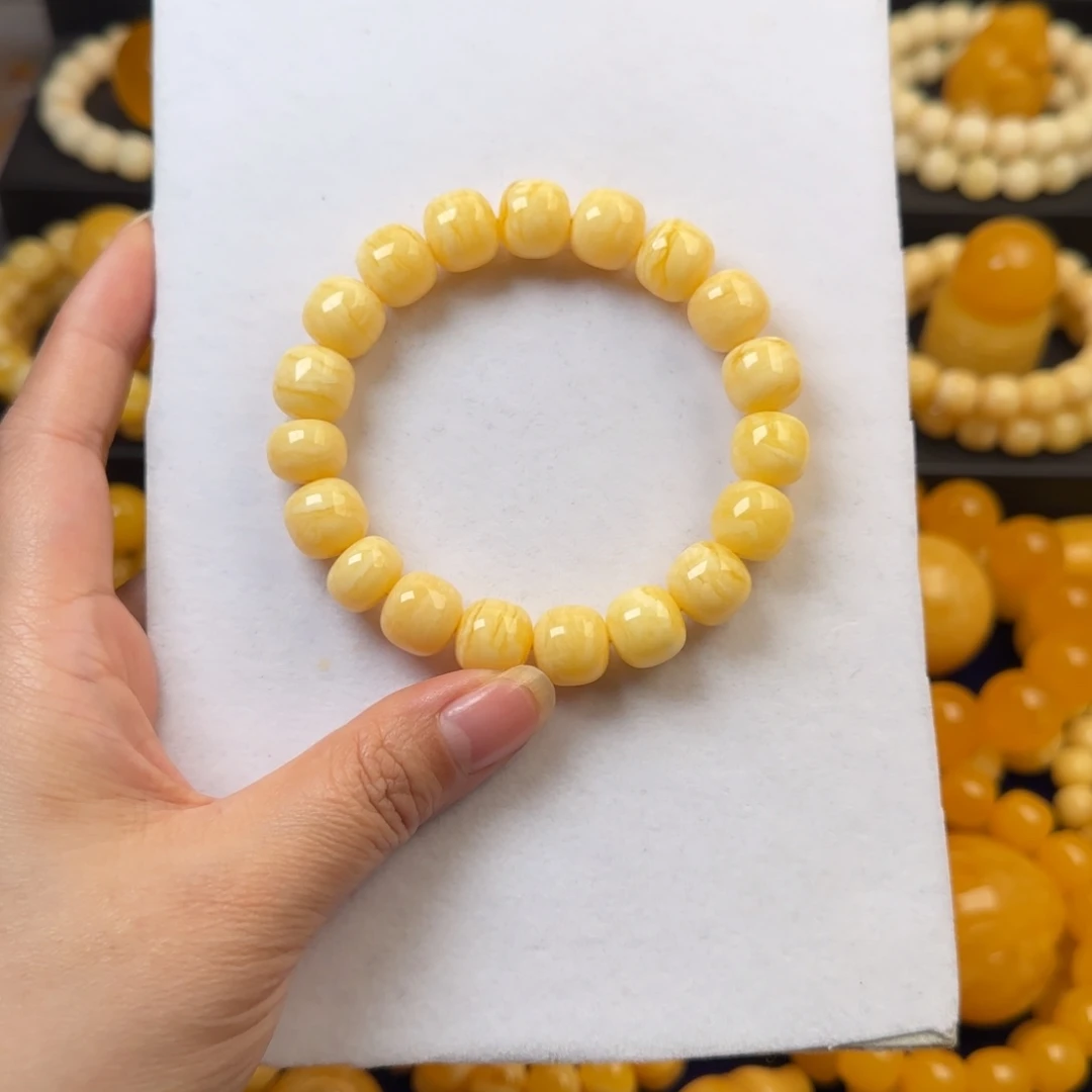 琥珀未镶嵌颈饰奶橘白花虎皮纹同料12