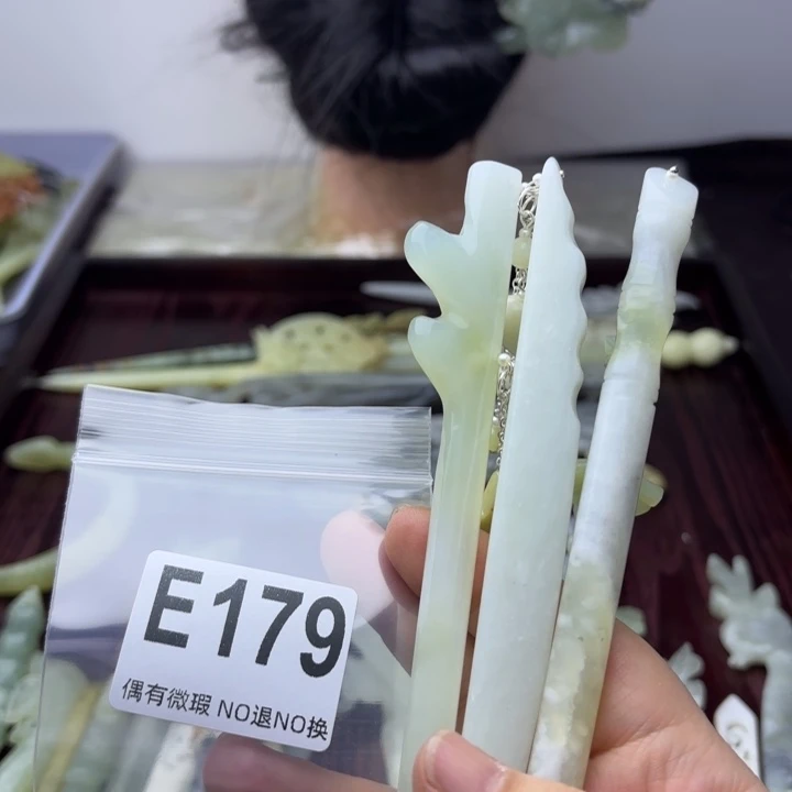 蛇纹石玉发饰合金A****心