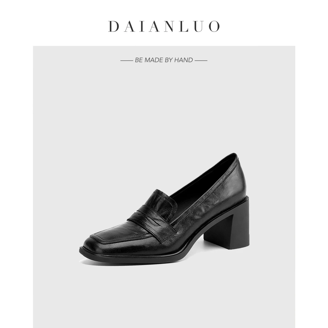 【跟高6cm】春季复古法式单鞋高跟鞋方头粗跟简约玛丽珍百搭真皮鞋