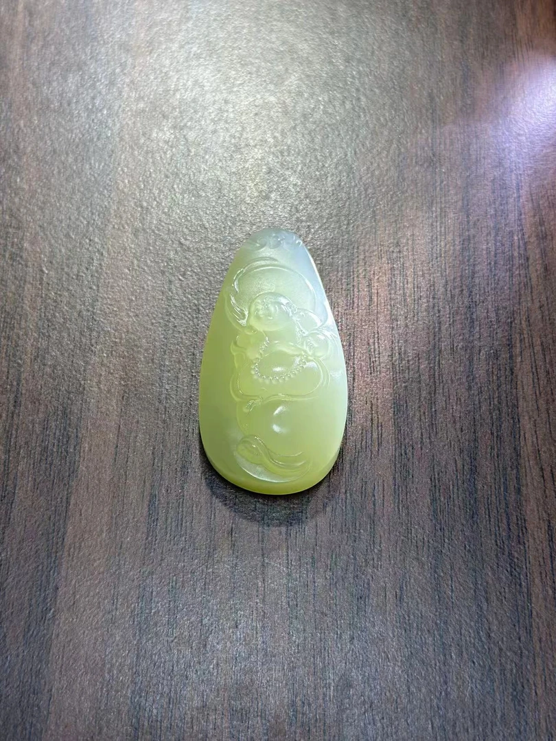 和田玉晴水特细精雕弥勒佛佛公挂件