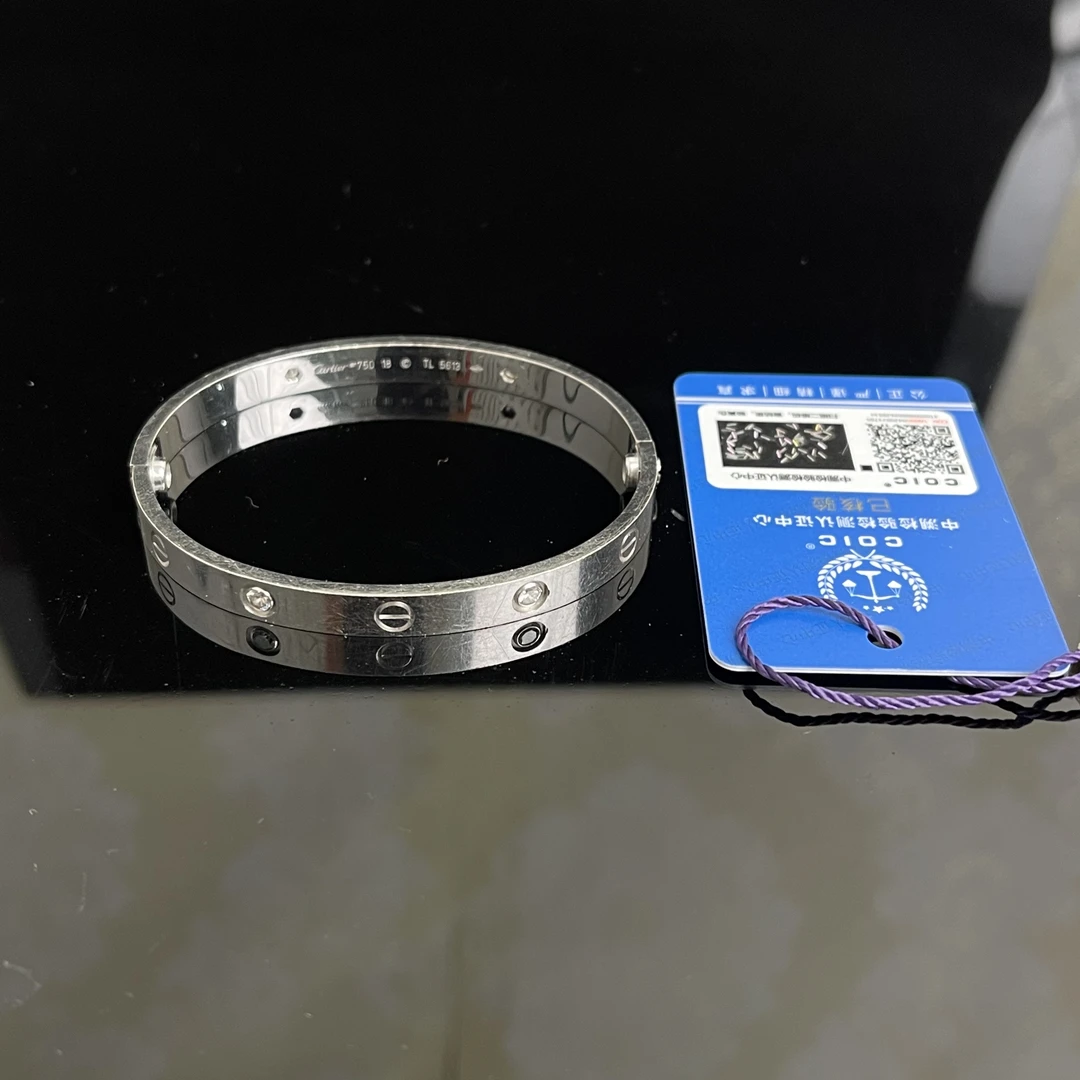 95新 Cartier/卡地亚 Cartier/卡地亚18K白金LOVE系列四钻手镯