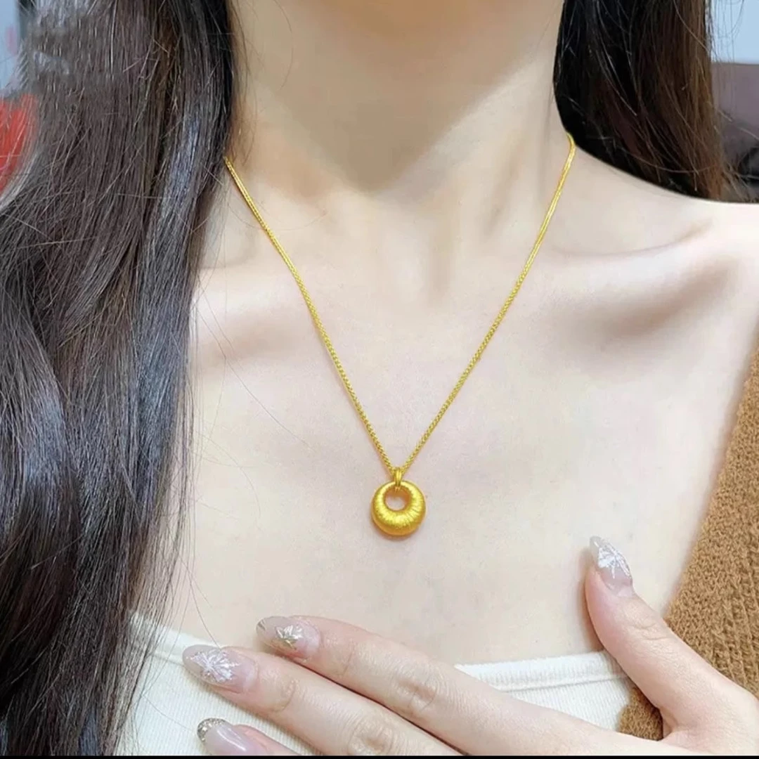 铜合金项链  金坨坨项链女轻奢气质吊坠金店款小胖福平安扣锁骨链