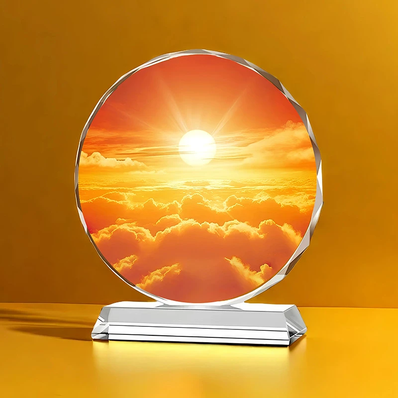 旭日东升水晶画摆件开业乔迁新居过火进火客厅玄关柜装饰工艺品