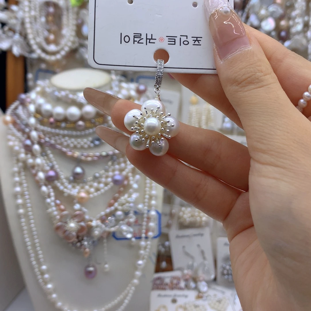 合金淡水珍珠耳饰项链