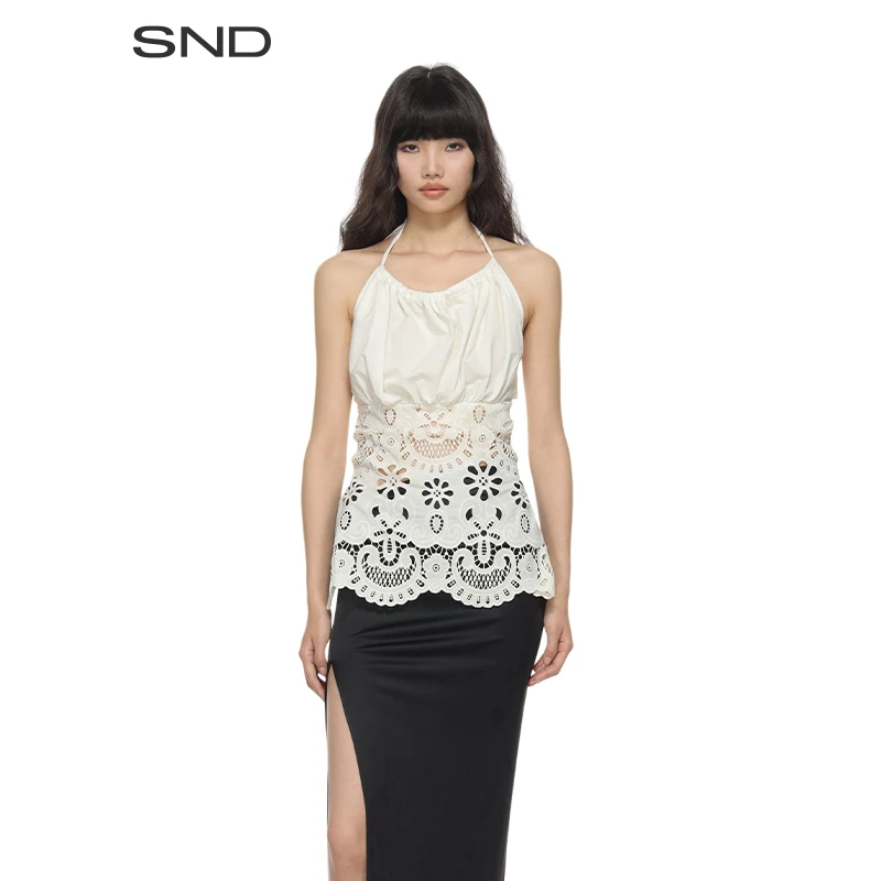 【DEPLUMER 设计师品牌】SND SS25 冷染碎褶领收腰挂脖上衣