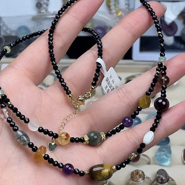 未镶嵌手链水晶双层锁骨链