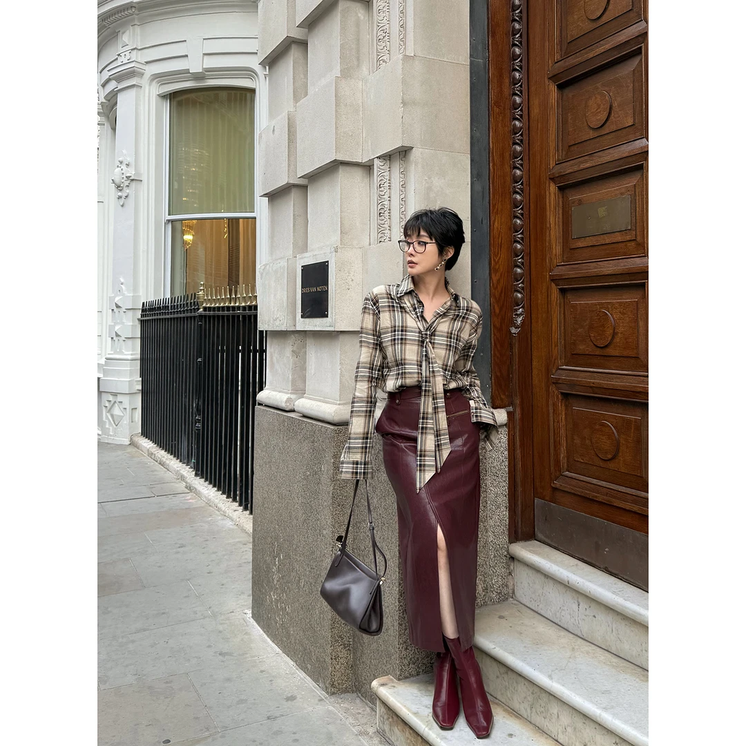 【危险先生】私服 罗兰柜款25秋新品格子领带衬衫女帅气女衬衫
