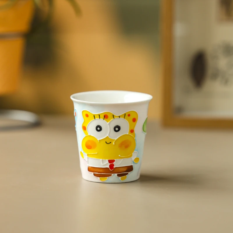 307海绵宝宝立体釉手绘陶瓷水杯马克杯