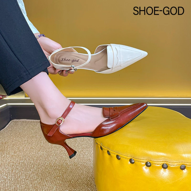 羊皮5 厘米 2024年夏季新款气质百搭尖头中跟凉鞋SGL064